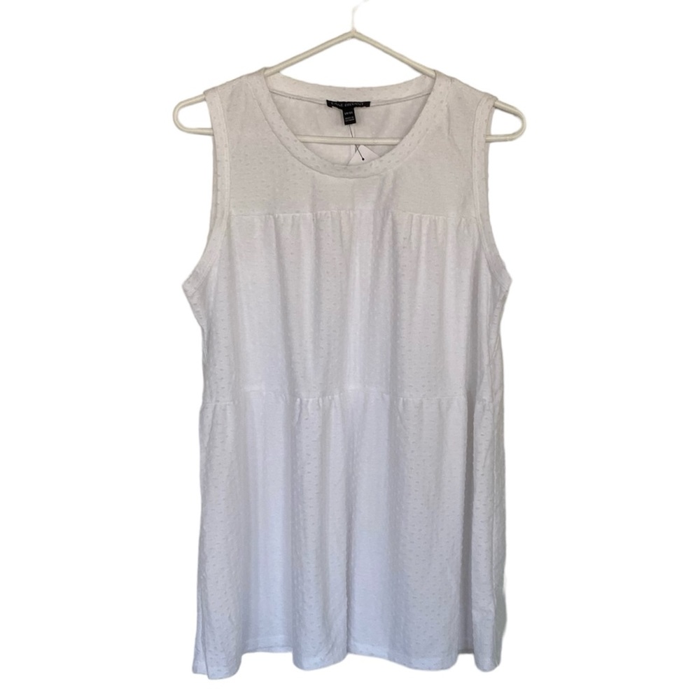 NWT Lane Bryant White Swiss Dot Sleeveless Blouse Size 14/16